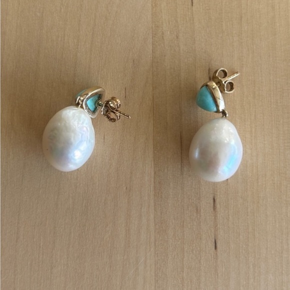 Mejuri pearl and turquoise drop earrings - Picture 4 of 4